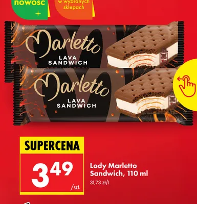 Lody Marletto Lava Sandwich truskawkowe promocja w Biedronka