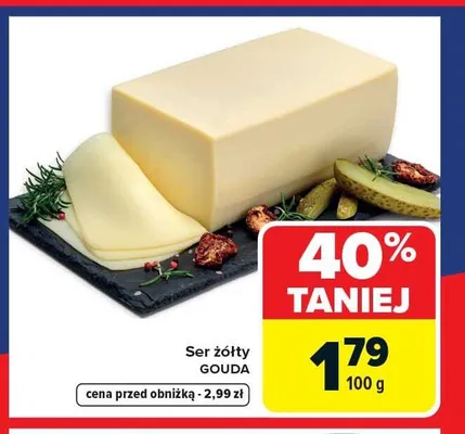 Ser żółty Gouda promocja w Carrefour