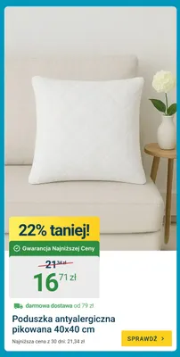 Poduszka antyalergiczna pikowana 40x40 cm promocja w ERLI