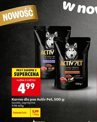 Karma dla psa Activ Pet jagnięcina promocja w Biedronka