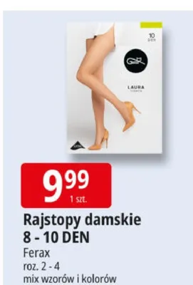 Rajstopy damskie Ferax 8-10 DEN roz. 2-4 promocja w Leclerc