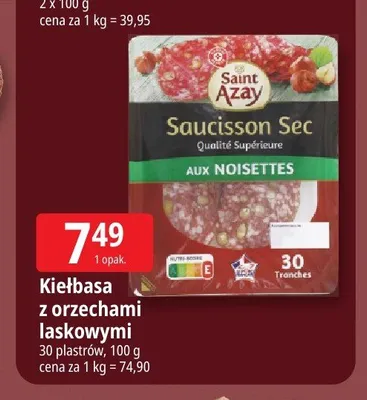 Kiełbasa z orzechami laskowymi Saint Azay promocja w Leclerc