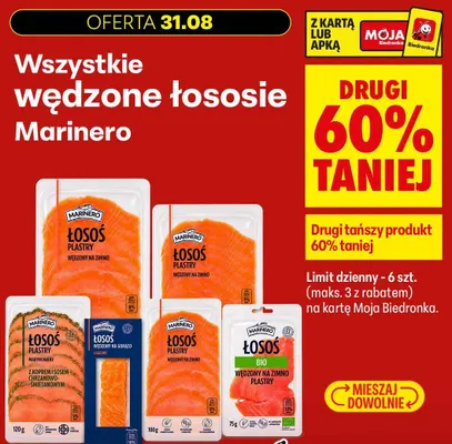 Łosoś plastry marynowany z koprem i sosem chrzanowo-śmietanowym Marinero promocja w Biedronka