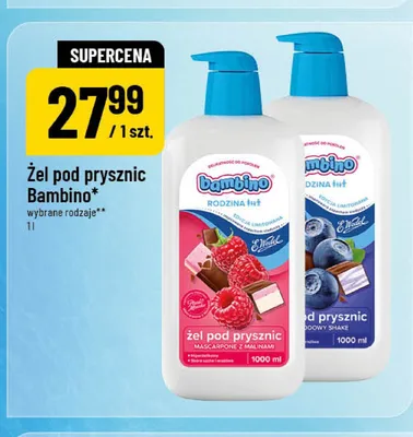 Żel pod prysznic Bambino Rodzina Jagodowy shake promocja w POLOmarket