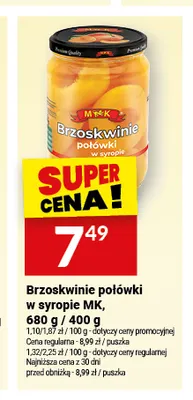 Brzoskwinie połówki w syropie MK promocja w Twój Market