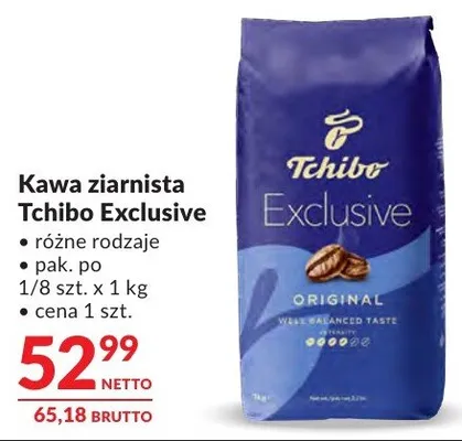 Kawa ziarnista Tchibo Exclusive różne rodzaje promocja w Makro