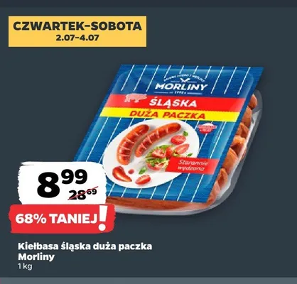 Kiełbasa śląska Morliny duża paczka promocja w Netto