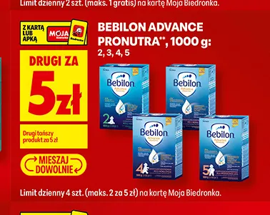Mleko modyfikowane Bebilon Advance Pronutra 5 promocja w Biedronka
