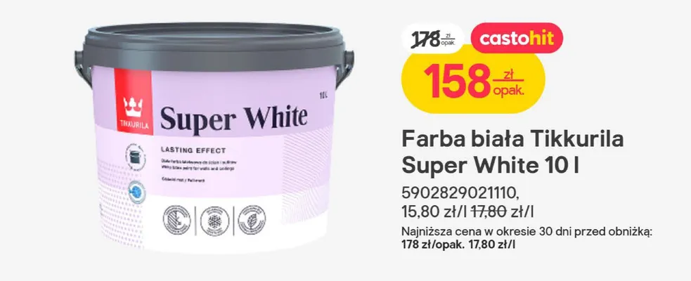 Farba biała Super White 10 l promocja w Castorama