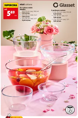 Miska szklana gładka Glasset śr. 20 cm 2,4 l promocja w Biedronka