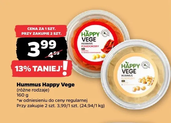 Hummus pomidorowy Happy Vege promocja w Netto