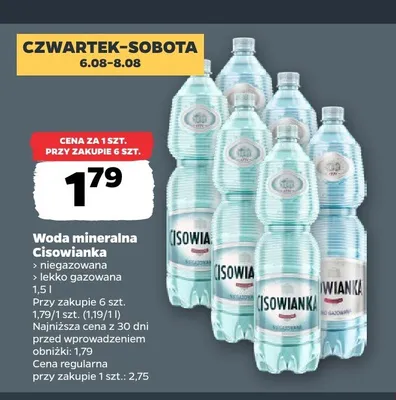 Woda mineralna niegazowana Cisowianka promocja w Netto