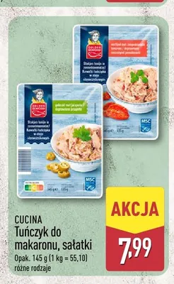 Tuńczyk do makaronu, sałatki Cucina z suszonymi pomidorami promocja w Aldi