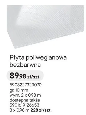 Płyta poliwęglanowa bezbarwna promocja w Castorama