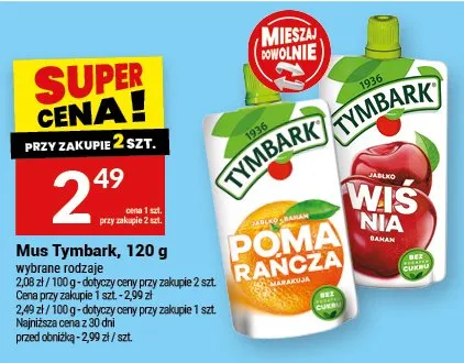 Mus pomarańcza, wiśnia promocja w Twój Market