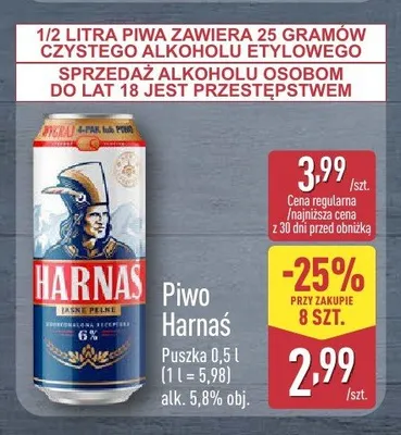 Piwo Harnaś promocja w Aldi