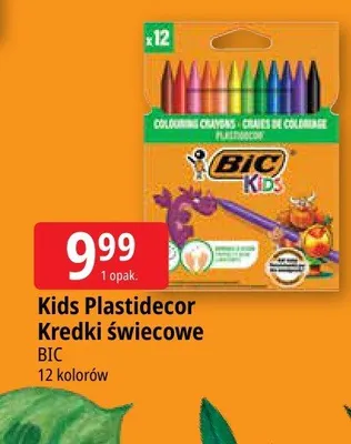 Kredki świecowe BIC Kids Plastidecor 12 kolorów promocja w Leclerc