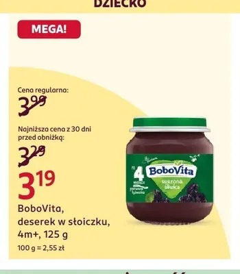 Deserek w słoiczku BoboVita suszona śliwka promocja w Rossmann