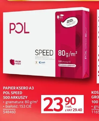 Papier ksero A3 POL Speed 80g/m2 500 arkuszy promocja w Selgros