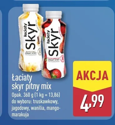 Łaciaty skyr pitny waniliowy promocja w Aldi