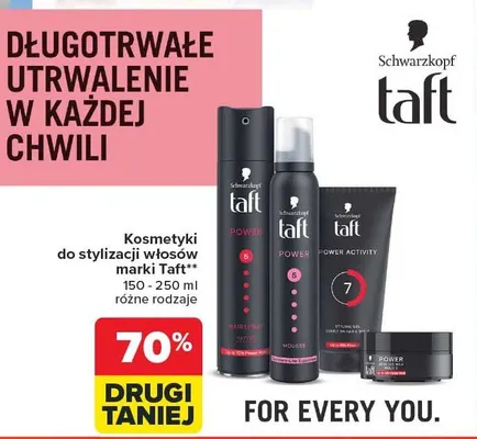 Kosmetyki do stylizacji włosów różne rodzaje Taft promocja w Carrefour