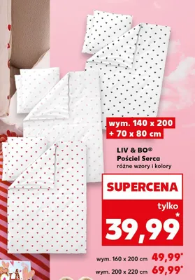 Pościel Serca 140x200 cm +2x 70x80 cm, różne wzory i kolory promocja w Kaufland