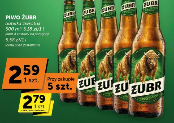 Piwo ŻUBR butelka zwrotna promocja w Euro Sklep