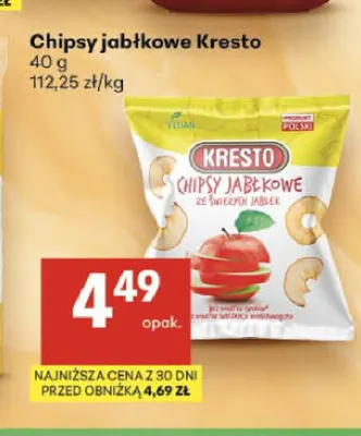 Chipsy jabłkowe Kresto promocja w Delikatesy Centrum
