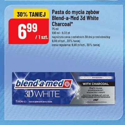 Pasta do mycia zębów Blend-a-Med 3D White Charcoal promocja w POLOmarket