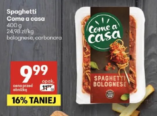 Spaghetti carbonara Come a casa promocja w Delikatesy Centrum