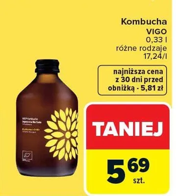 Kombucha VIGO 0,33 l różne rodzaje promocja w Carrefour