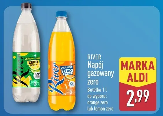 Napój gazowany zero do wyboru: orange zero lub lemon zero promocja w Aldi