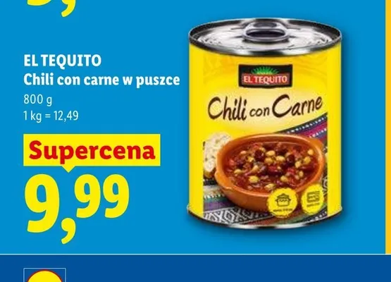 Chili con carne w puszce El Tequito promocja w Lidl