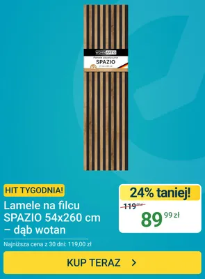 Lamele na filcu Wohnartig Spazio dąb wotan 2-pak promocja w ERLI