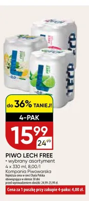 Piwo bezalkoholowe Lech Free 4-pak 330ml promocja w Chata Polska