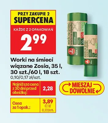 Worki na śmieci wiązane promocja w Biedronka