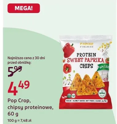 Chipsy proteinowe Pop Crop Protein Sweet Paprika promocja w Rossmann