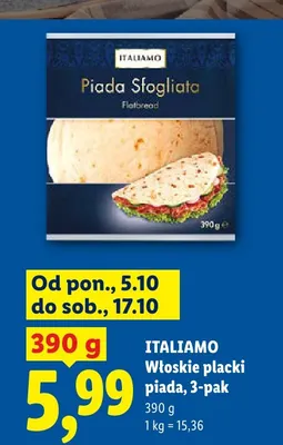 Włoskie placki piada Italiamo 3-pak promocja w Lidl