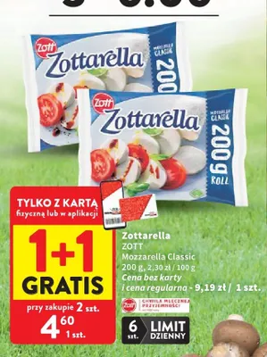 Mozzarella Classic Zottarella Zott promocja w Intermarche