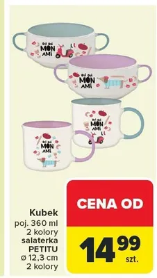 Kubek poj. 360 ml 2 kolory o szer. 12 cm i wys. o 12 cm 2 kolory promocja w Carrefour
