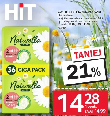 Podpaski Naturella Ultra Giga Pack promocja w Selgros