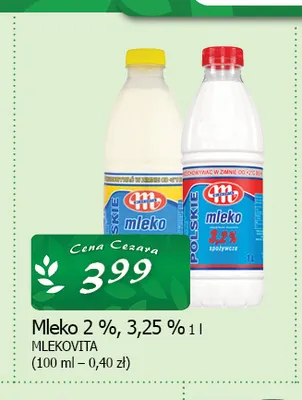 Mleko Mlekovita 2% promocja w CEZAR Delikatesy