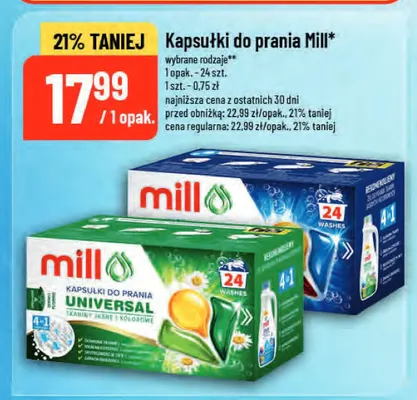 Kapsułki do prania Mill promocja w POLOmarket