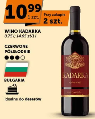 Wino czerwone półsłodkie Kadarka promocja w Groszek