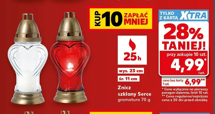 Znicz szklany Serce promocja w Kaufland