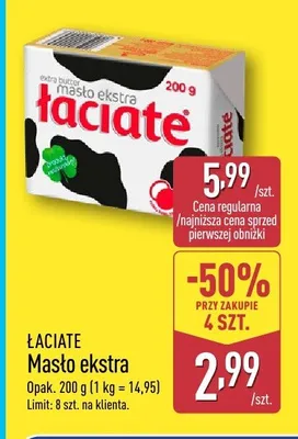 Masło ekstra Łaciate promocja w Aldi