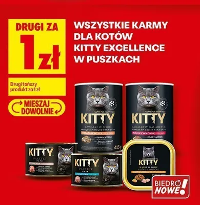Karmy dla kotów Kitty Excellence w puszkach promocja w Biedronka