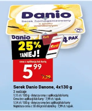 Serek Danio Danone, 4x130 g promocja w Twój Market
