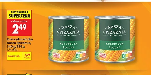 Kukurydza słodka Nasza Spiżarnia promocja w Biedronka
