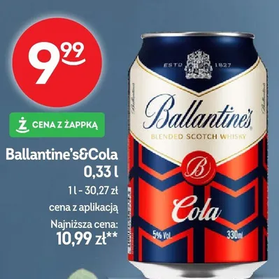 Napój Ballantine's&Cola promocja w Żabka